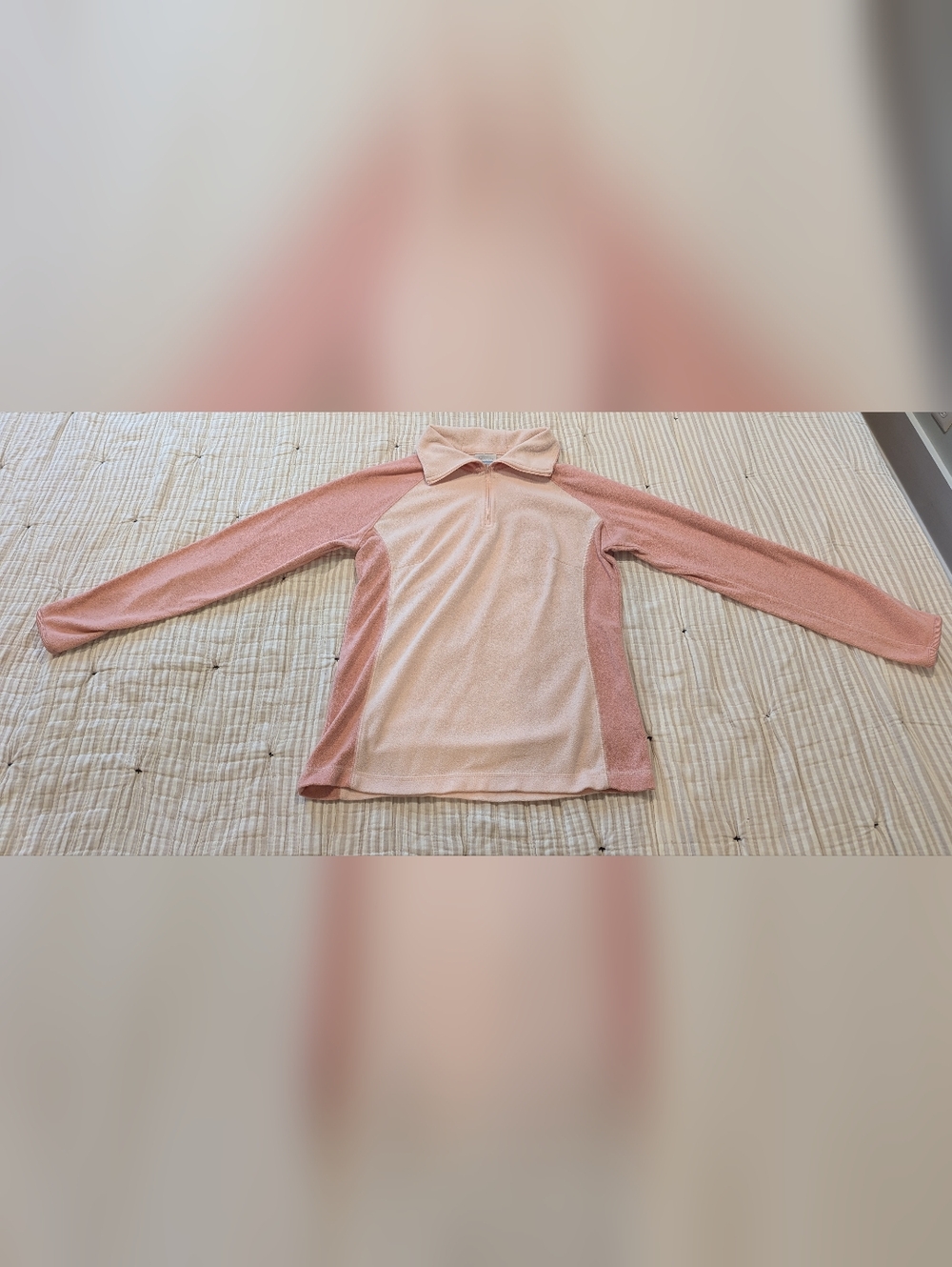 Light Pink Columbia Long Sleeve Pink Quarter-Zip Pullover